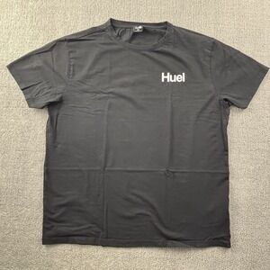 Huel Shirt Adult 2XL XXL Black Short Sleeve Plain Tee Casual Active Men's